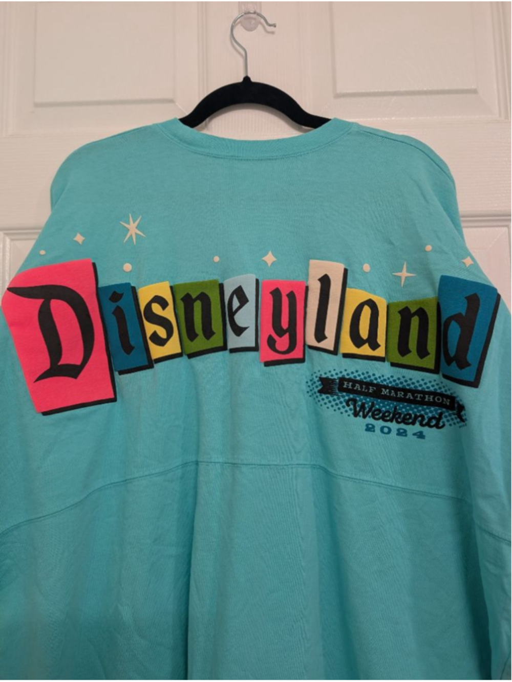 New Disneyland Spirit Jersey Aqua Long Sleeve Shirt Oversized XXL Mickey Minnie - Picture 2 of 7
